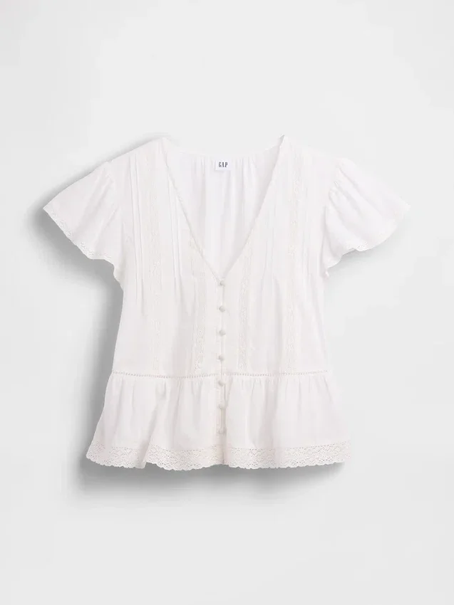 Lace Voile Peplum Crop Top