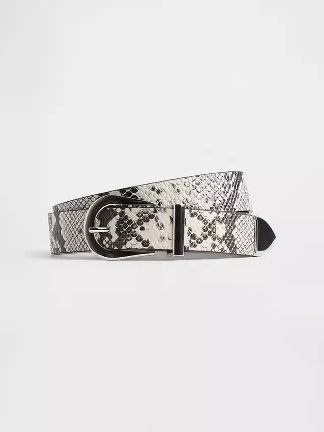 Leather Snake Print Belt