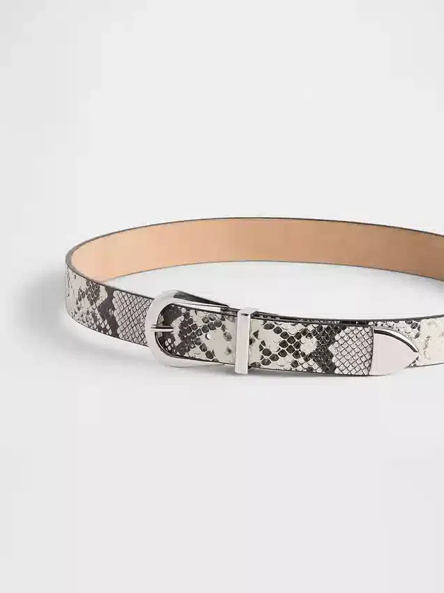 Leather Snake Print Belt