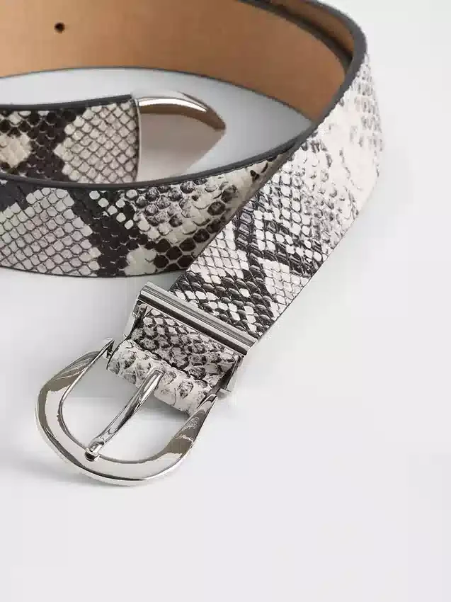 Leather Snake Print Belt
