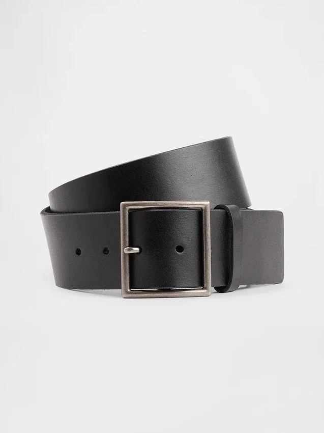 Leather Square-Buckle Belt