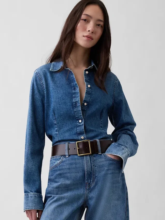 Leather Square-Buckle Belt