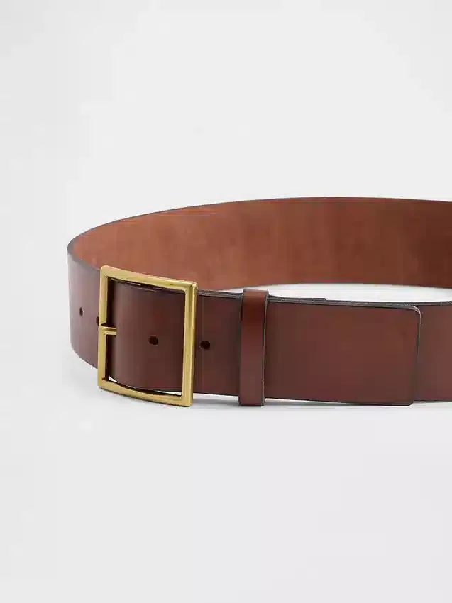 Leather Square-Buckle Belt