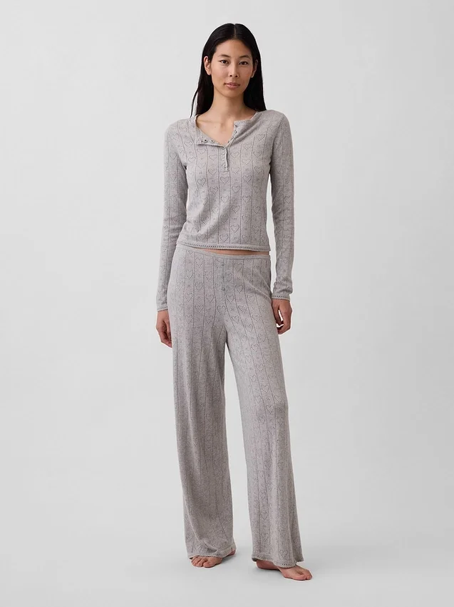 Lightweight Cashsoft Pointelle Heart Pj Pants