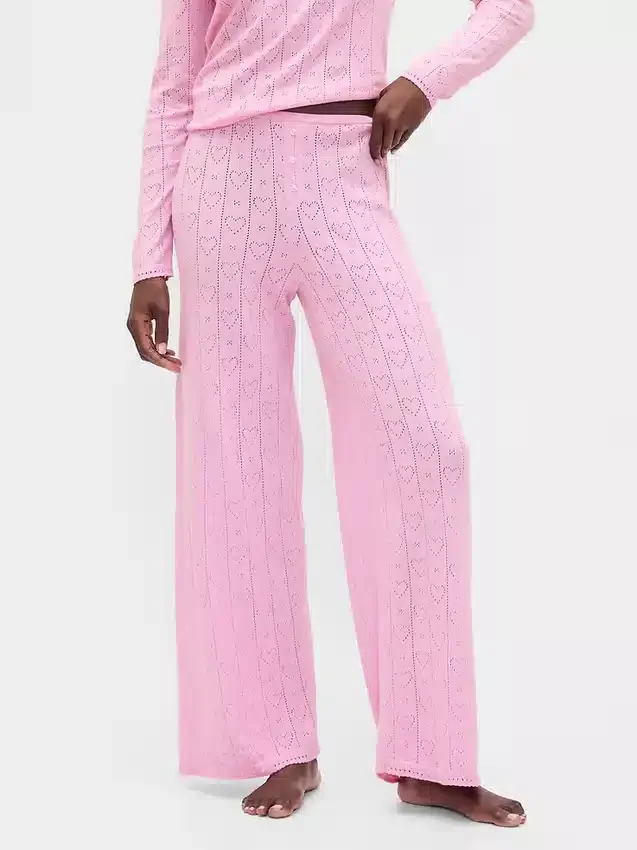 Lightweight Cashsoft Pointelle Heart Pj Pants