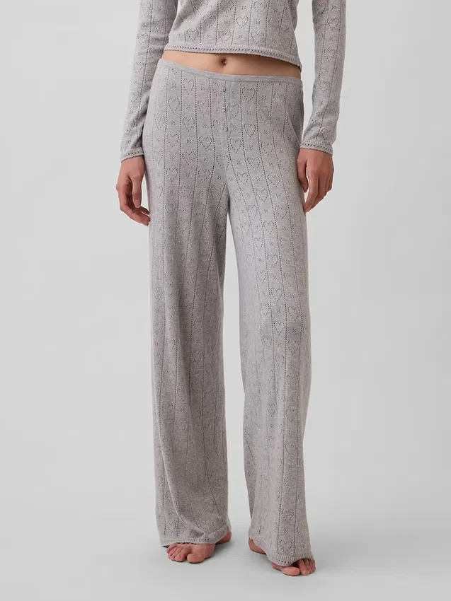 Lightweight Cashsoft Pointelle Heart Pj Pants