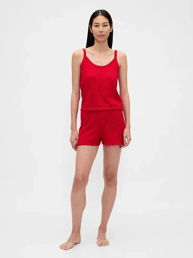Lightweight Cashsoft Pointelle Heart Pj Tank Top