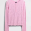 Lightweight Cashsoft Pointelle Heart Pj Top