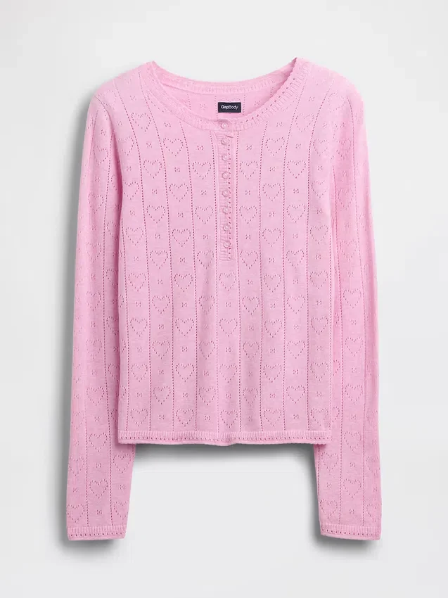 Lightweight Cashsoft Pointelle Heart Pj Top