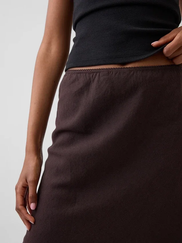 Linen-Blend Bias-Cut Skirt