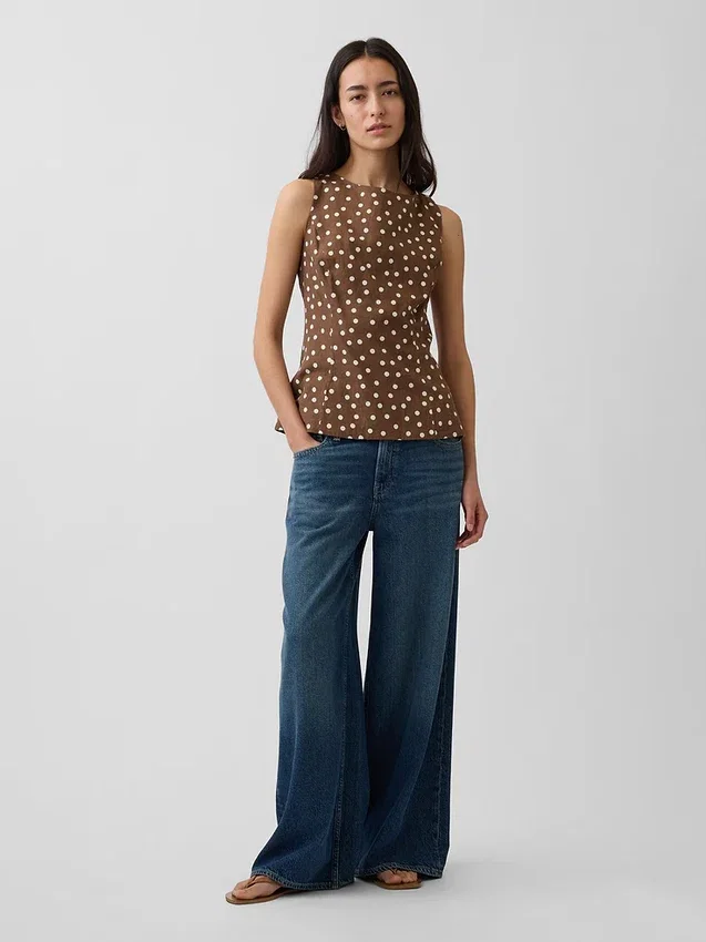Linen-Blend Boatneck Top