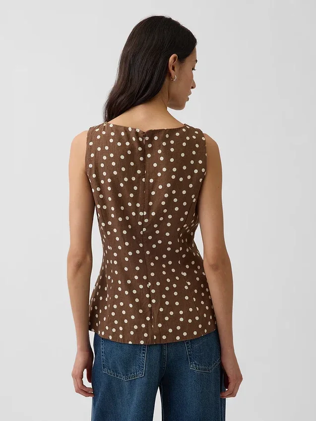 Linen-Blend Boatneck Top