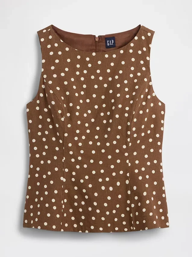 Linen-Blend Boatneck Top