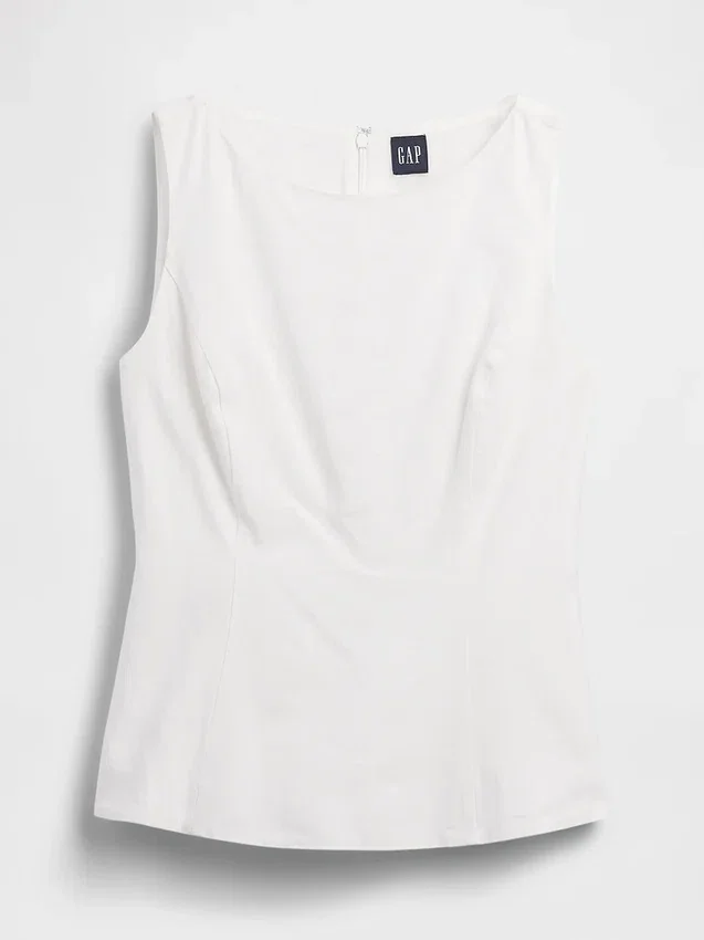 Linen-Blend Boatneck Top
