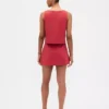 Linen-Blend Button-Front Mini Skort