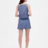 Linen-Blend Button-Front Mini Skort
