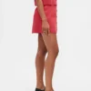 Linen-Blend Button-Front Mini Skort