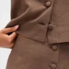 Linen-Blend Button-Front Mini Skort