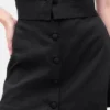 Linen-Blend Button-Front Mini Skort