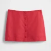 Linen-Blend Button-Front Mini Skort