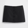 Linen-Blend Button-Front Mini Skort