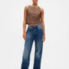 Linen-Blend Button-Front Shell Top