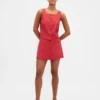 Linen-Blend Button-Front Shell Top