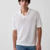 Linen-Blend Camp Polo Sweater Shirt