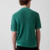 Linen-Blend Camp Polo Sweater Shirt