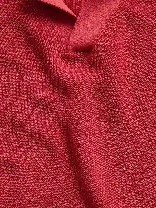 Linen-Blend Camp Polo Sweater Shirt
