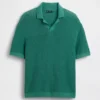 Linen-Blend Camp Polo Sweater Shirt