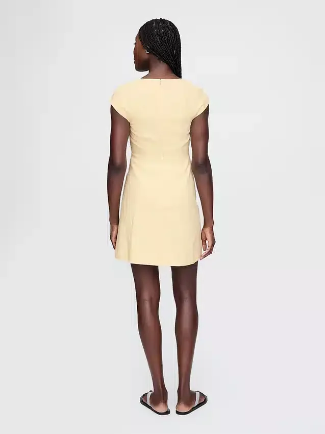Linen-Blend Cap-Sleeve Mini Dress