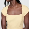 Linen-Blend Cap-Sleeve Mini Dress
