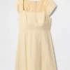 Linen-Blend Cap-Sleeve Mini Dress