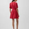 Linen-Blend Cinched Mini Shirtdress