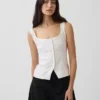 Linen-Blend Corset Vest Top