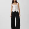 Linen-Blend Corset Vest Top