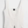 Linen-Blend Corset Vest Top