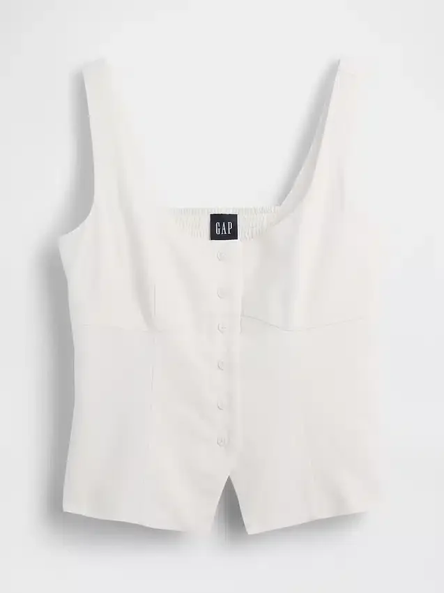 Linen-Blend Corset Vest Top