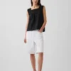 Linen-Blend Crochet Square-Neck Top