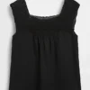 Linen-Blend Crochet Square-Neck Top