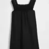 Linen-Blend Crochet Yoke Mini Dress