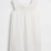 Linen-Blend Crochet Yoke Mini Dress