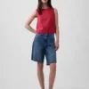 Linen-Blend Crop Shell Tank Top