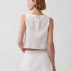 Linen-Blend Crop Shell Tank Top