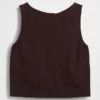 Linen-Blend Crop Shell Tank Top