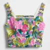 Linen-Blend Crop Top