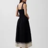 Linen-Blend Drop-Waist Corset Maxi Dress