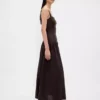 Linen-Blend Drop-Waist Corset Maxi Dress