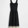 Linen-Blend Drop-Waist Corset Maxi Dress